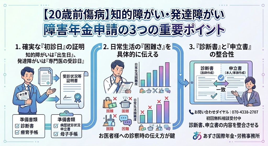 20歳前の知的・発達障がいで障害年金を申請する3つのポイント｜泉南の社労士