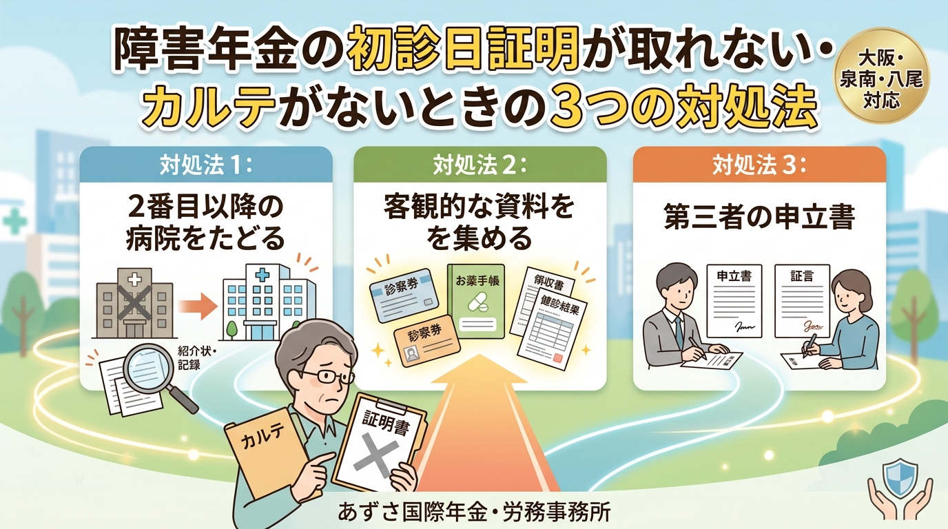 障害年金の初診日証明が取れない・カルテがないときの3つの対処法