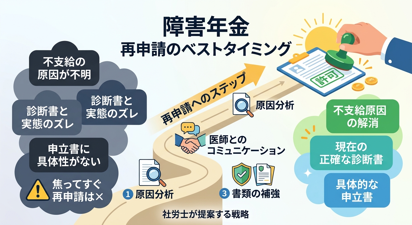 障害年金の再申請（再請求）はいつ？ベストなタイミングと3つの判断基準