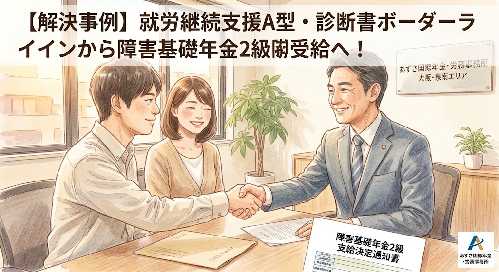 就労継続支援A型を利用中・診断書の目安がボーダーラインでも障害基礎年金2級を受給できたケース（知的障害）
