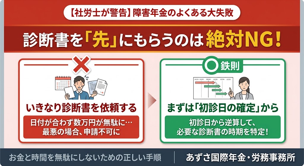 【社労士が警告】障害年金で「診断書」を先にもらうのは絶対NG！初診日を最優先すべき理由と失敗事例